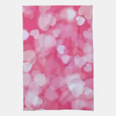Weiche rosa Bokeh-Herzen Geschirrtuch (Vertikal)