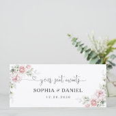 Weiche rosa florale Hochzeitstisch-Schild (Stehend Vorderseite)