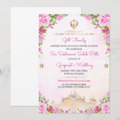 Weiche rosa florale Sukhmani Sahib Path Einladung (Vorne/Hinten)