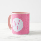 Weiche rosa geschwungene Quadrate personalisierter Tasse (Vorderseite Links)