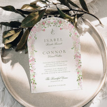 Weiche rosa grüne florale Bogenhochzeit