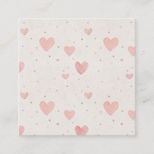 Weiche rosa Herzen Muster Quadratischer Visitenkar Quadratische Visitenkarte