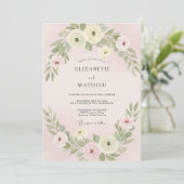 Weiche rosa Hochzeitsblüte Einladung (Stehend Vorderseite)