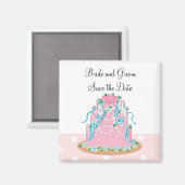 Weiche rosa Hochzeitstorte Magnet (Vorderseite/Rückseite)