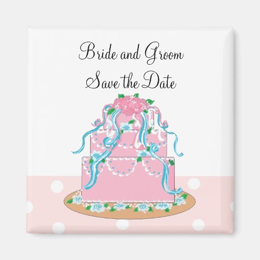 Weiche rosa Hochzeitstorte Magnet (Vorne)
