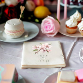 Weiche Rosa Kirschblüte Blume Hochzeitslippe Serviette