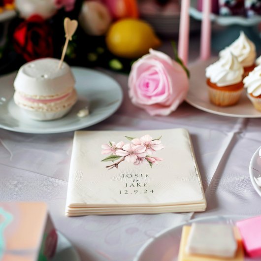 Weiche Rosa Kirschblüte Blume Hochzeitslippe Serviette