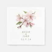 Weiche Rosa Kirschblüte Blume Hochzeitslippe Serviette (Vorderseite)