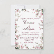 Weiche rosa Kirschblüten-Hochzeitseinladung