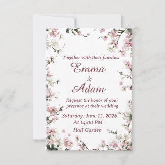 Weiche rosa Kirschblüten-Hochzeitseinladung
