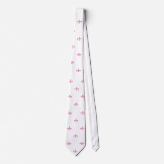 Weiche rosa Lilie auf weißer Hochzeits-Krawatte Krawatte (Vorderseite)