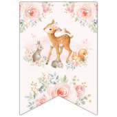 Weiche rosa Mädchen-Waldtier-Blumengeburtstag Wimpelkette (Erste Fahne)