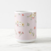 Weiche rosa Moosröschen-Aquarell-Blumen Kaffeetasse (Mittel)