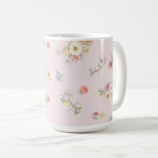 Weiche rosa Moosröschen-Aquarell-Blumen Kaffeetasse (VorderseiteRechts)
