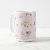 Weiche rosa Moosröschen-Aquarell-Blumen Kaffeetasse (Vorderseite Links)
