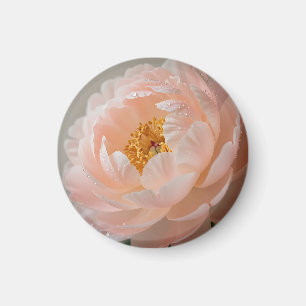 Weiche rosa Pfingstrose mit Tautropfen Magnet