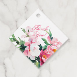 Weiche rosa Pfingstrose und Eukalyptus Hochzeit Geschenkanhänger