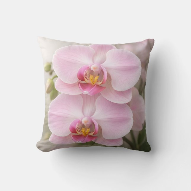 Weiche Rosa Phalaenopsis-Orchidee Kissen (Vorderseite)
