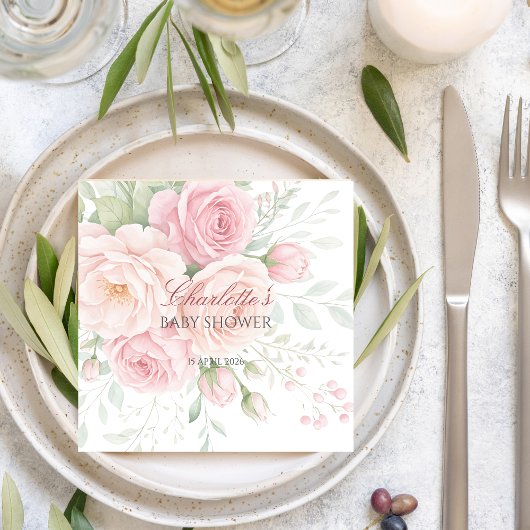 weiche rosa Rosen Blumen Frühling Sommer Serviette