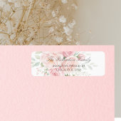 weiche rosa Rosen Blumen Rücksendeadressetikett