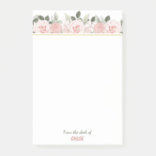 Weiche rosa Rosen Blumenrand Post-it Klebezettel