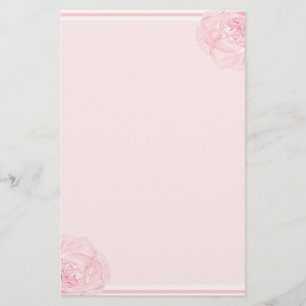 Weiche rosa Rosen-Grenze Briefpapier