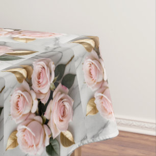 Weiche rosa Rosen mit zarten goldenen Blättern Tischdecke
