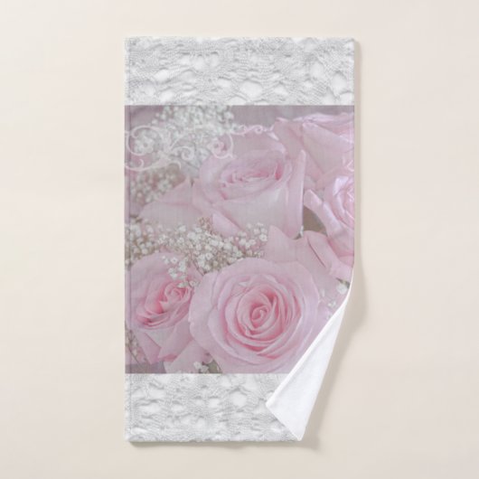 Weiche rosa Rosen und Gipskraut Badhandtuch Set (Handtuch)