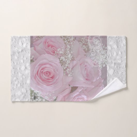 Weiche rosa Rosen und Gipskraut Badhandtuch Set (Handtuch)