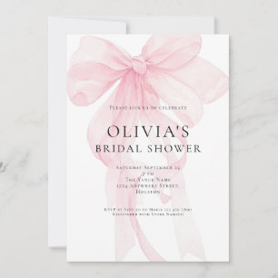 Weiche rosa Schleife Text-Overlay Brautparty Einladung