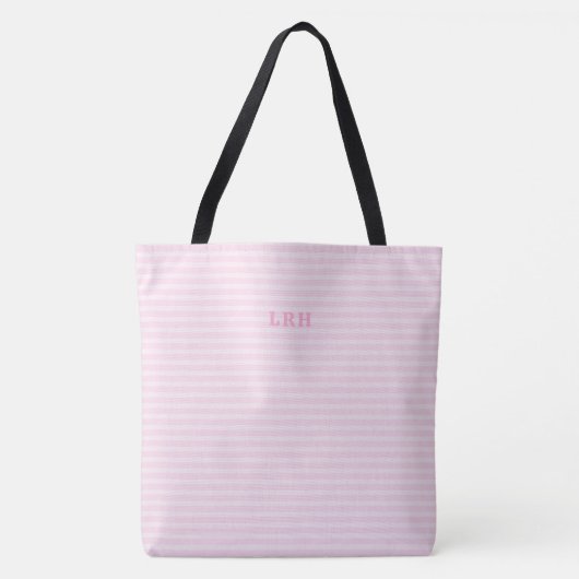 Weiche rosa Streifen-Klassiker Monogramm-Initialen Tasche (Vorderseite)
