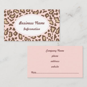 Weiche rosa Tierprint Visitenkarte