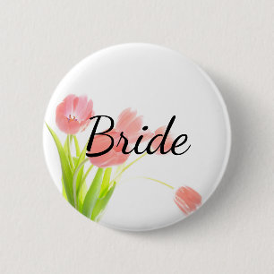 Weiche rosa Tulpen Braut Button