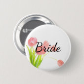 Weiche rosa Tulpen Braut Button (Vorne & Hinten)