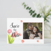 Weiche rosa Tulpen Save The Date (Stehend Vorderseite)