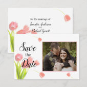 Weiche rosa Tulpen Save The Date (Vorne/Hinten)