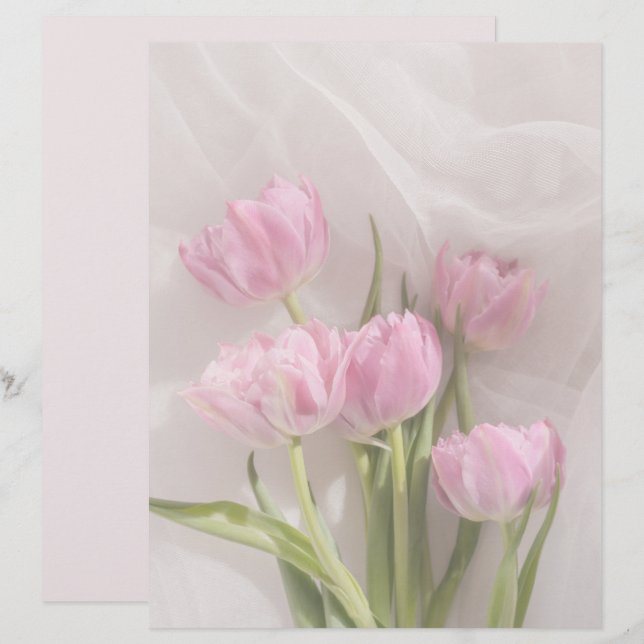Weiche rosa Tulpen Scrapbook Papier (Vorne/Hinten)