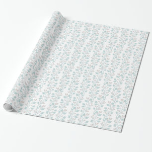 Weiche rosa und blaue Weinreben Blumen Blätter auf Geschenkpapier