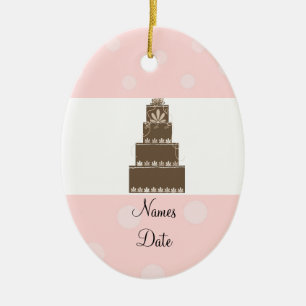 Weiche rosa und Schokoladen-Hochzeitstorte Keramikornament