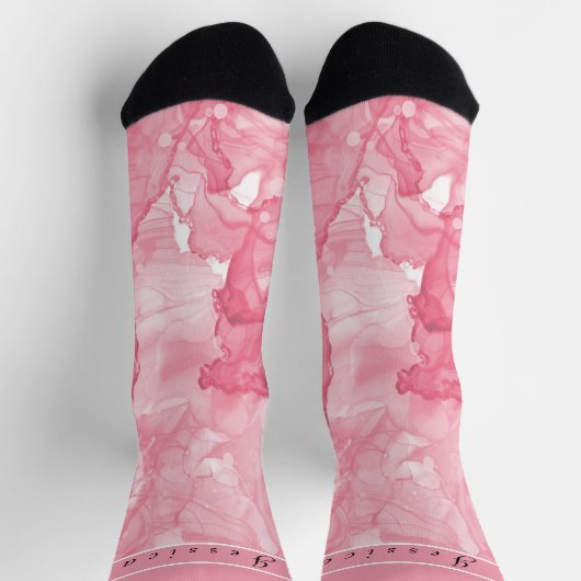 Weiche, rosa und weiße Alkoholtupfer Tinte Multipr Socken (Oben)