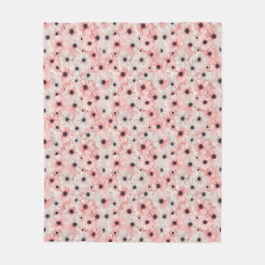Weiche rosa und weiße Anemonenblüten Fleecedecke (Vorderseite)