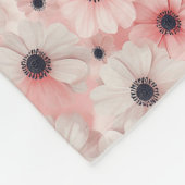 Weiche rosa und weiße Anemonenblüten Fleecedecke (Ecke)