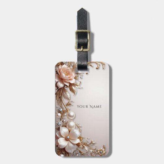 Weiche rosa und weiße Blumen Gepäckanhänger (Vorderseite vertikal)