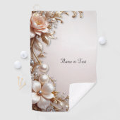 Weiche rosa und weiße Blumen Golfhandtuch (Insitu)