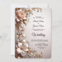 Weiche rosa und weiße Blumen Hochzeitseinladung