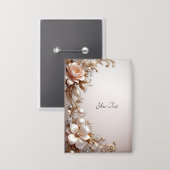 Weiche rosa und weiße Blumen Knopf Button (Vorderseite/Rückseite)