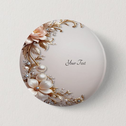Weiche rosa und weiße Blumen Knopf Button (Vorderseite)