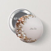 Weiche rosa und weiße Blumen Knopf Button (Vorne & Hinten)