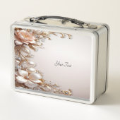 Weiche rosa und weiße Blumen Lunchbox (Rückseite)