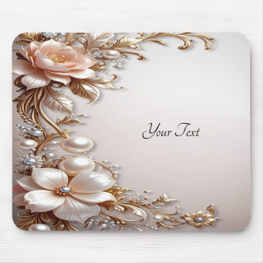 Weiche rosa und weiße Blumen-Mauspad Mousepad (Vorne)